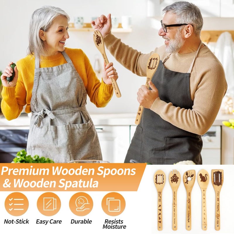 FUTERLY Friends TV Show Merchandise - 5 Pcs Wooden Spoon Spatula for Cooking Utensils Set,Friendsgiving Party Decorations,Friendsgiving Gift Ideas,Friends TV Show Christmas Gifts for Friends ï»¿ - Image 3