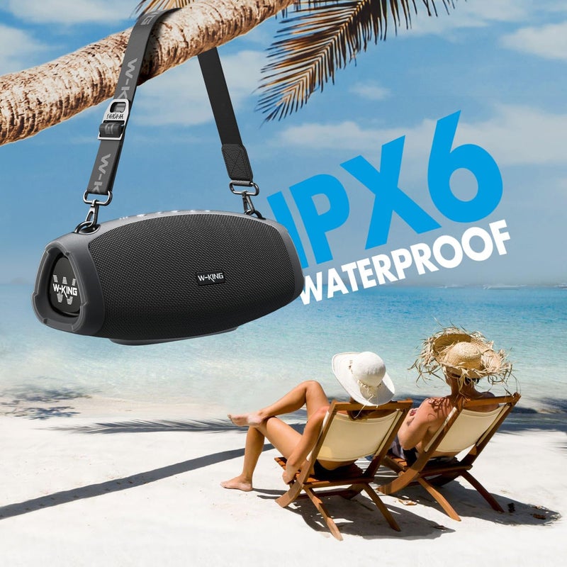 W-KING Bluetooth Speaker Loud, 120W Max Portable Speakers Bluetooth Wireless, IPX6 Waterproof Party Large Speaker Outdoor Boombox Subwoofer*2, 70W Triple Passive Radiator-42H Deep Bass, TF, AUX, EQ - Image 4
