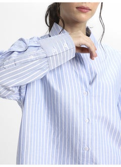 Dennis Lingo Indigo Casual Shirt for Women, Relaxed Fit, Cotton Comfort  - Image 3