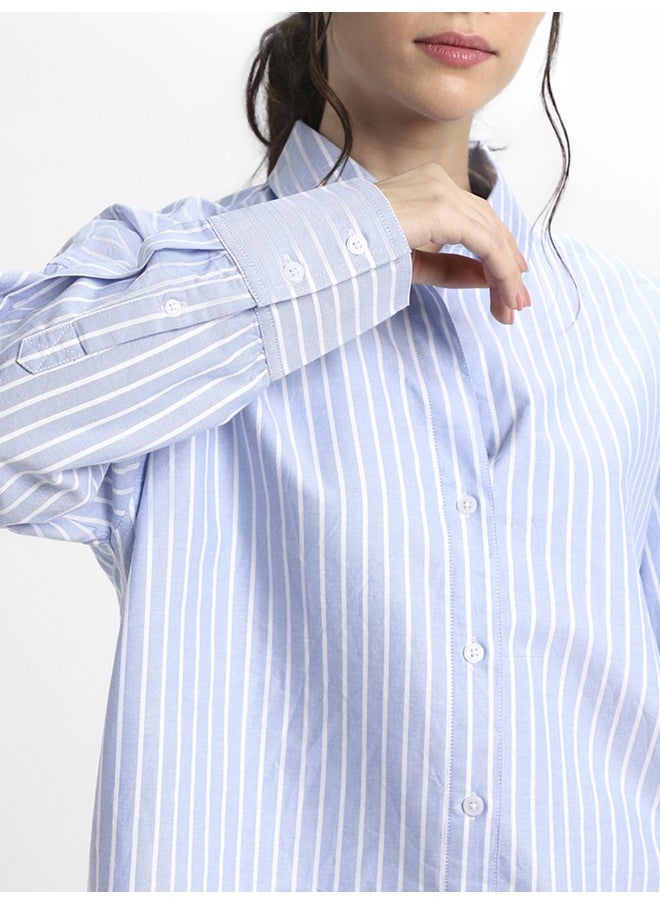 Dennis Lingo Indigo Casual Shirt for Women, Relaxed Fit, Cotton Comfort  - Image 3