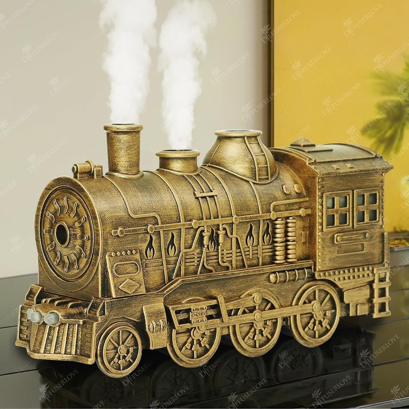 Derovan Train-Shaped Essential Oil Diffuser – 300ml Aromatherapy Humidifier with Remote Control, 2 Mist Modes & Colorful LED Lights – Quiet Ultrasonic Diffuser for Home, Office, Bedroom - Image 1