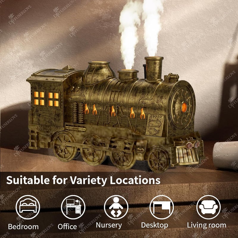 Derovan Train-Shaped Essential Oil Diffuser – 300ml Aromatherapy Humidifier with Remote Control, 2 Mist Modes & Colorful LED Lights – Quiet Ultrasonic Diffuser for Home, Office, Bedroom - Image 4