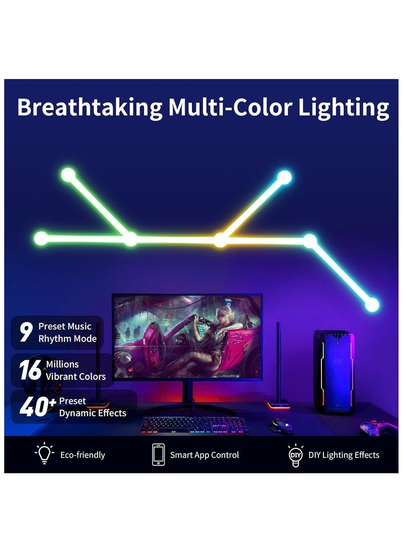 KADRAMA 6 LED Light Lines Smart BT RGB Wall Light Lines, DIY Color LED Dimmable Light Bars Music Sync Gaming Room, Bedroom (White)  - Image 3