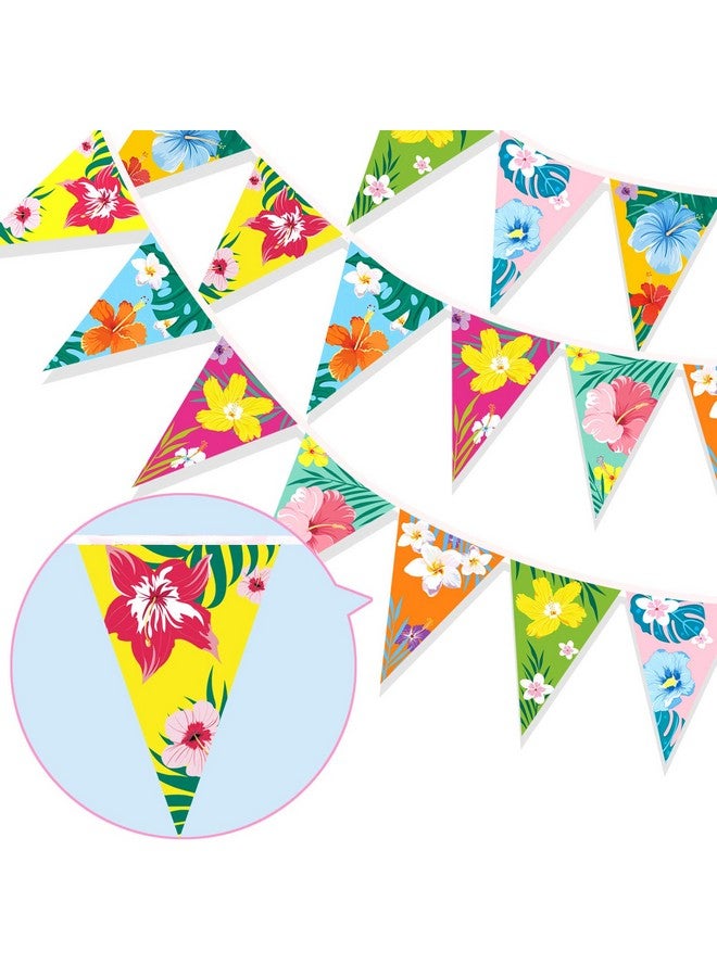 HOWAF راية هاواي HOWAF لاحتفالات لواء الحفلات الاستوائية، علم هبيسكس، علم مثلث للزينة الداخلية والخارجية لحفلات الصيف، حفلات تيكي، حفلات الكوكتيل، حفلات الشاطئ، زينة عيد الميلاد - Image 1