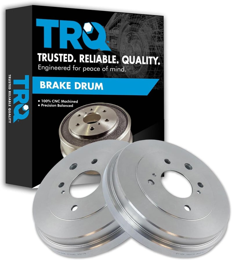TRQ Rear Brake Drum Pair Set for 2009-2014 Nissan Cube / 2007-2012 Nissan Sentra / 2007-2012 Nissan Versa - Image 1