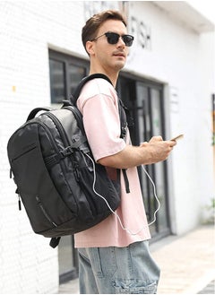 ARCTIC HUNTER Classic Laptop Travel Backpack, Large Professional Waterproof Bag with USB Charging and Headset Port for Men, Black  - Image 2