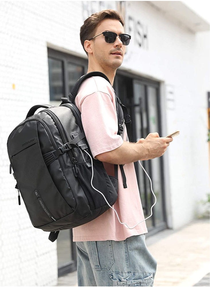 ARCTIC HUNTER - Classic Laptop Travel Backpack, Large Professional Waterproof Bag with USB Charging and Headset Port for Men, Black - Image 1
