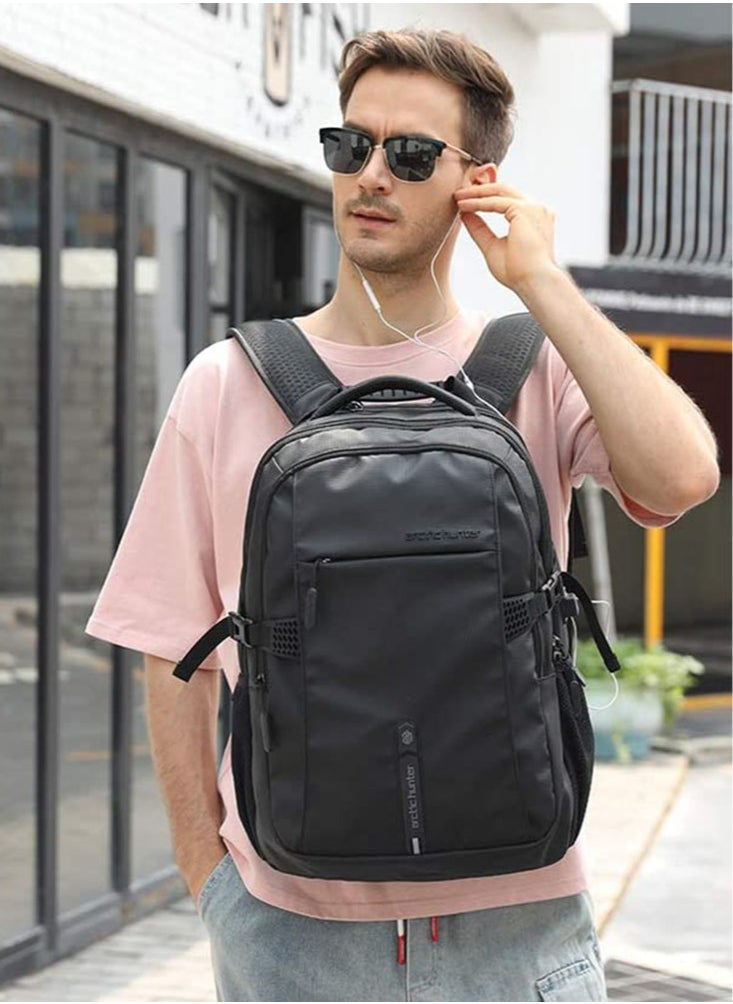 ARCTIC HUNTER - Classic Laptop Travel Backpack, Large Professional Waterproof Bag with USB Charging and Headset Port for Men, Black - Image 1