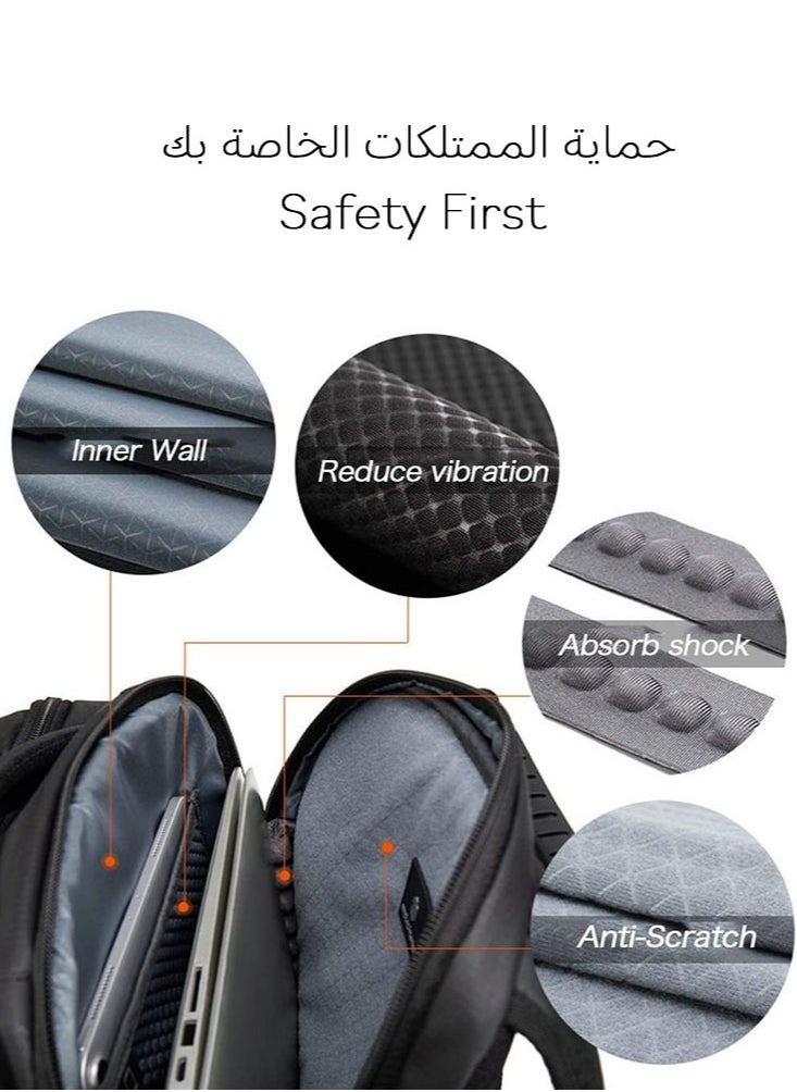 ARCTIC HUNTER - Classic Laptop Travel Backpack, Large Professional Waterproof Bag with USB Charging and Headset Port for Men, Black - Image 1