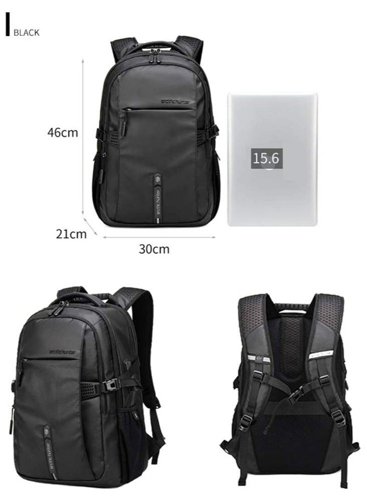 ARCTIC HUNTER - Classic Laptop Travel Backpack, Large Professional Waterproof Bag with USB Charging and Headset Port for Men, Black - Image 1
