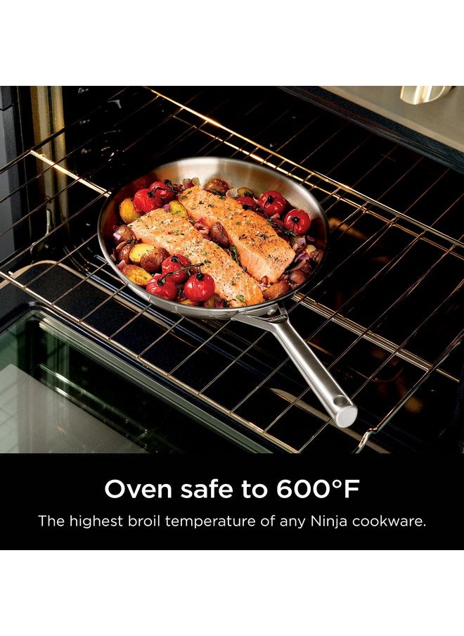 Ninja Ninja Everclad Commercial-Grade Stainless Steel 12" Fry Pan, Tri-Ply Pans, Oven Safe to 600°F, All Stovetops & Induction Compatible, Stainless, C90030  - Image 4