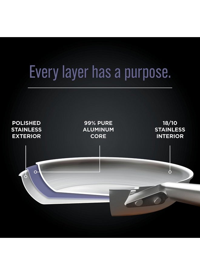 Ninja Ninja Everclad Commercial-Grade Stainless Steel 12" Fry Pan, Tri-Ply Pans, Oven Safe to 600°F, All Stovetops & Induction Compatible, Stainless, C90030  - Image 2