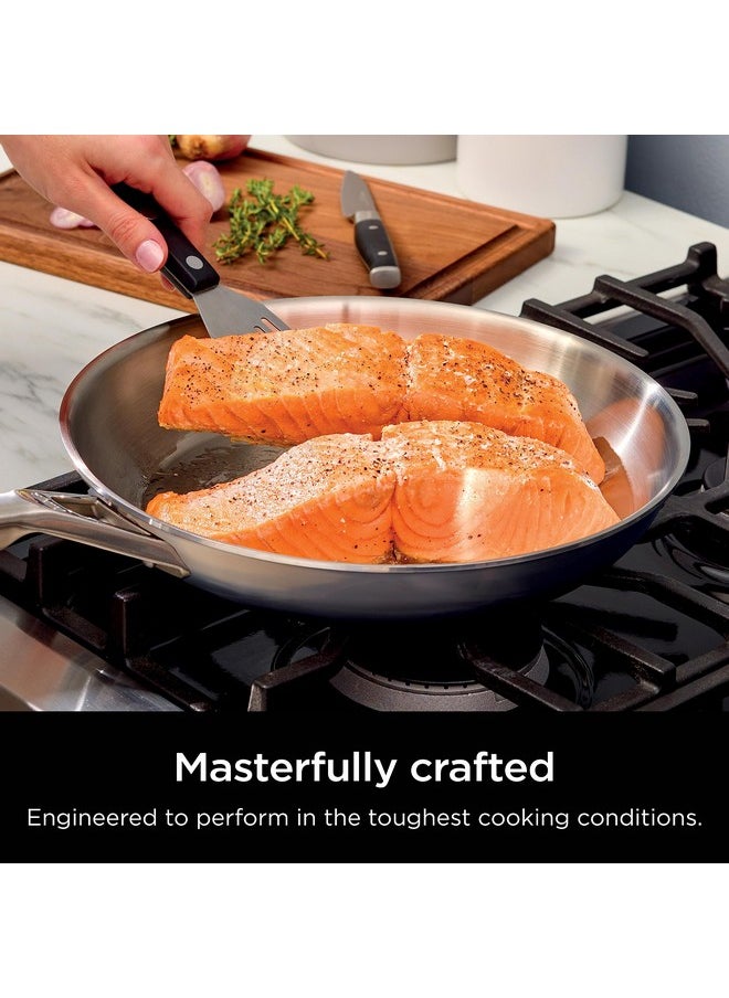 Ninja Ninja Everclad Commercial-Grade Stainless Steel 12" Fry Pan, Tri-Ply Pans, Oven Safe to 600°F, All Stovetops & Induction Compatible, Stainless, C90030  - Image 1