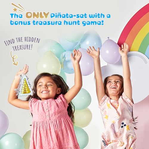 JitteryGit Unicorn Pinata Treasure Hunt Party Game Birthday Party Complete Set 16 X 13 Inches Cute Horse Girl Pinata Includes Unicorn Piata Horn Mini Piata Pink Bat and more - Image 5