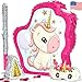 JitteryGit Unicorn Pinata Treasure Hunt Party Game Birthday Party Complete Set 16 X 13 Inches Cute Horse Girl Pinata Includes Unicorn Piata Horn Mini Piata Pink Bat and more - Image 2