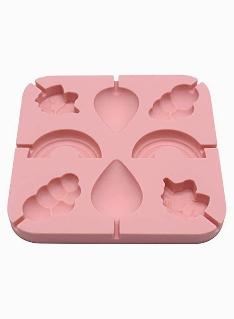 3D Silicone Molds for Pony Unicorn Shape, Rainbow, Clouds, Raindrop, Kid's Party, Treat Bags, Chocolate, Candy, Gelatin Fudge, Ice Cube, 25 Pcs Paper Cartoon Lollipop Sticks (4inch) - Image 3