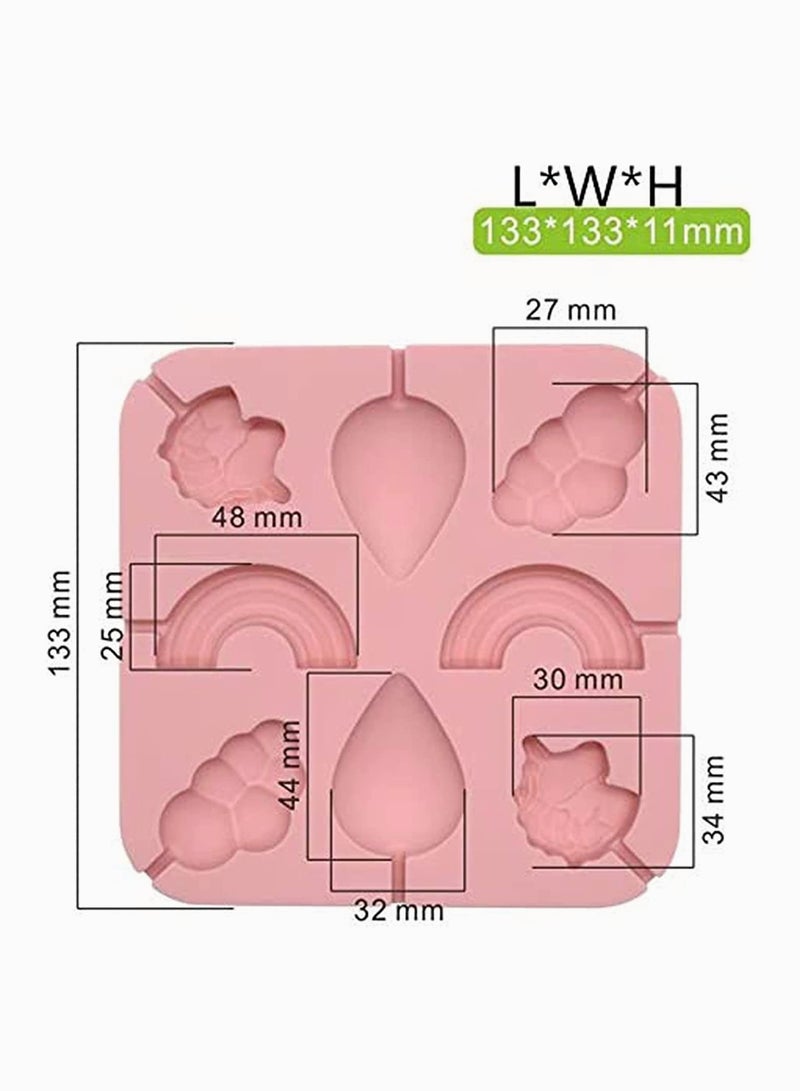 3D Silicone Molds for Pony Unicorn Shape, Rainbow, Clouds, Raindrop, Kid's Party, Treat Bags, Chocolate, Candy, Gelatin Fudge, Ice Cube, 25 Pcs Paper Cartoon Lollipop Sticks (4inch) - Image 4