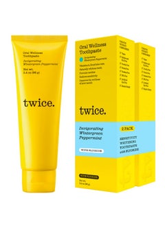 TWICE Toothpaste Sensitive Teeth Whitening Toothpaste Sls Free Toothpaste With Fluoride And Cavity Protection (Wintergreen And Peppermint Toothpaste) (2Pack)  - Image 1