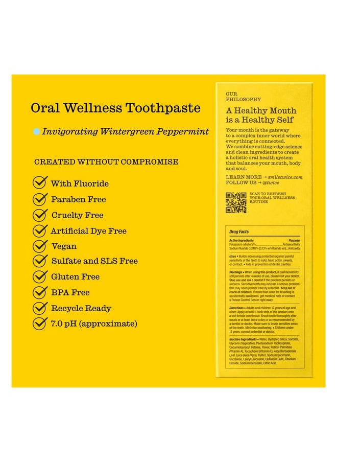 TWICE - Toothpaste Sensitive Teeth Whitening Toothpaste Sls Free Toothpaste With Fluoride And Cavity Protection (Wintergreen And Peppermint Toothpaste) (2Pack) - Image 1