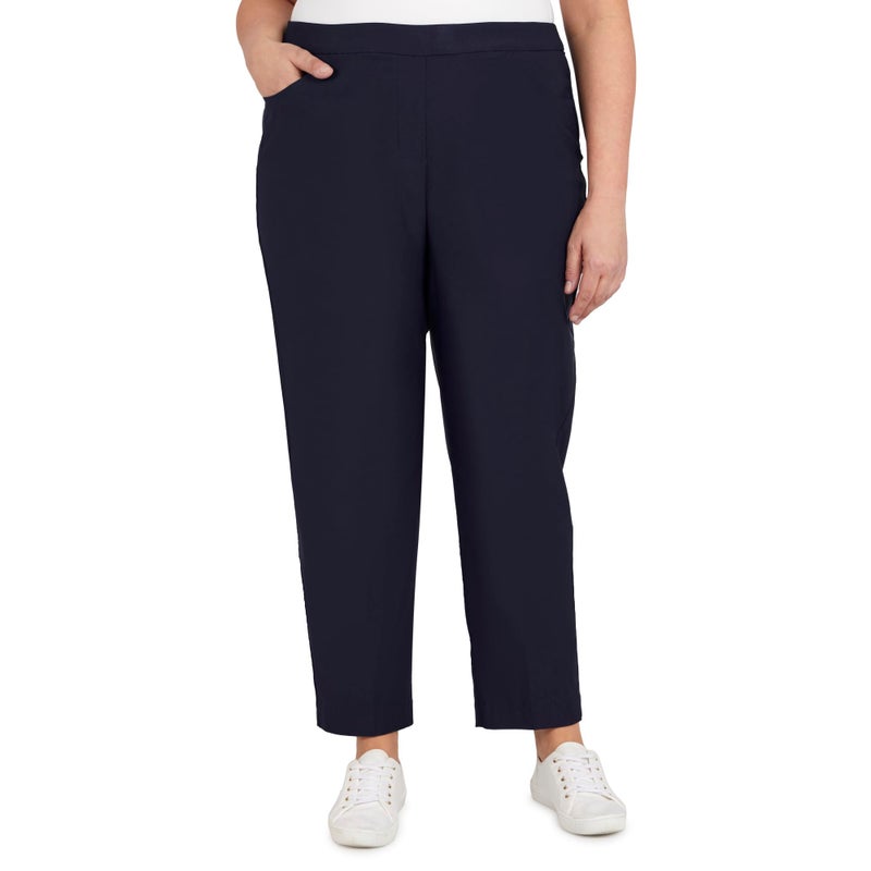 Alfred Dunner womens Petite Classic Allure Fit Proportioned With Elastic Comfort Waistband Casual Pants Navy 16 Petite US