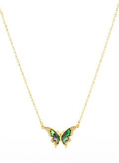 The Black Pearl Accessories Zirconic Butterfly Abalone Shell Enamel Stainless Steel Pendant Necklace  - Image 2