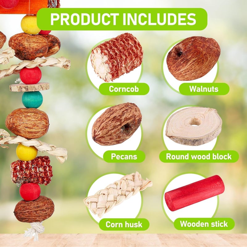 KASTWAVE Room to room portable Bird Toys, Large Bird Chew Toys with Natural Corn Cob, for Parrots, Macaws, Amazon Parrots, African Greys, Cockatoos, Medium & Large Birds Wear resistant - Image 3