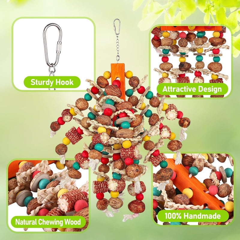 KASTWAVE Room to room portable Bird Toys, Large Bird Chew Toys with Natural Corn Cob, for Parrots, Macaws, Amazon Parrots, African Greys, Cockatoos, Medium & Large Birds Wear resistant - Image 4
