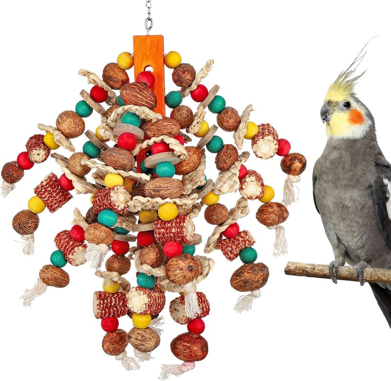 KASTWAVE Room to room portable Bird Toys, Large Bird Chew Toys with Natural Corn Cob, for Parrots, Macaws, Amazon Parrots, African Greys, Cockatoos, Medium & Large Birds Wear resistant - Image 1