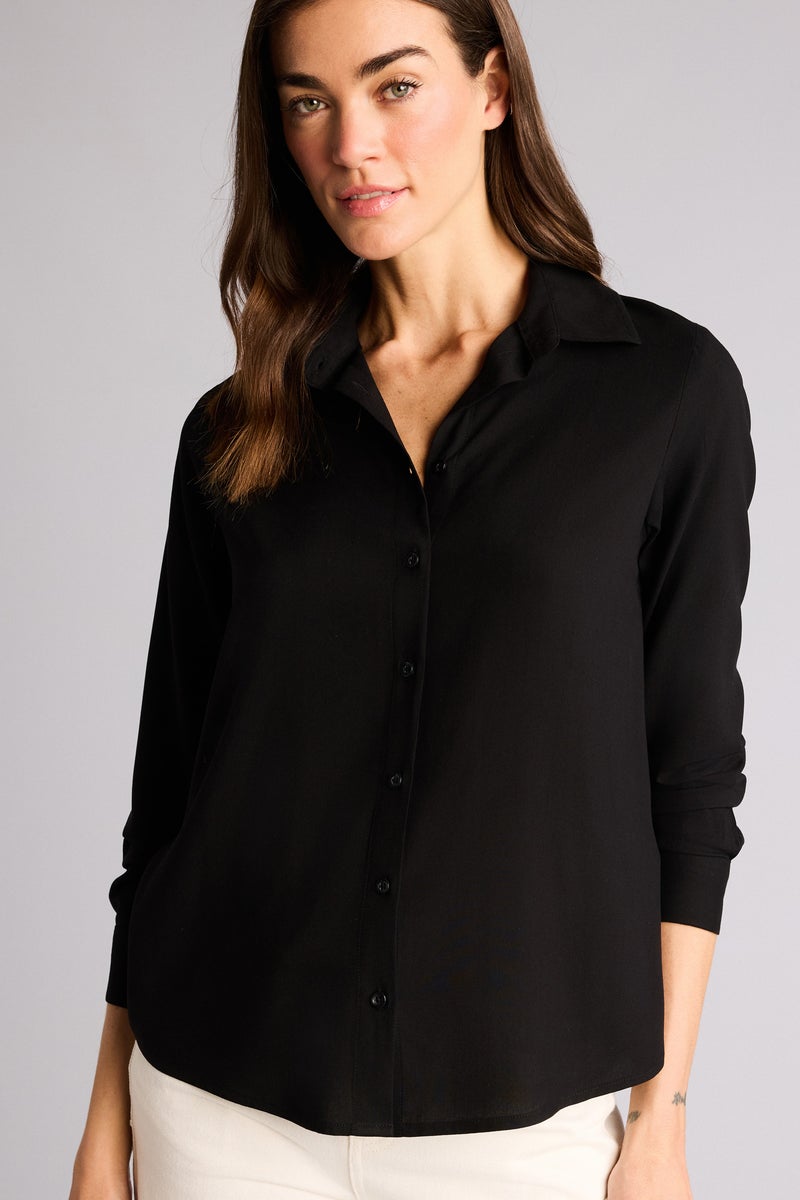 DeFacto Black Woman Oversize Fit Shirt Collar Long Sleeve Shirt Casual - Image 1