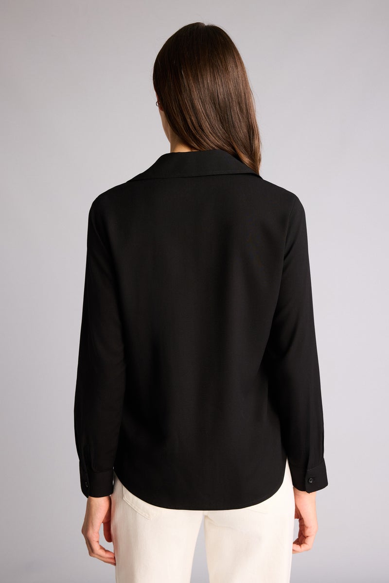 DeFacto Black Woman Oversize Fit Shirt Collar Long Sleeve Shirt Casual - Image 5