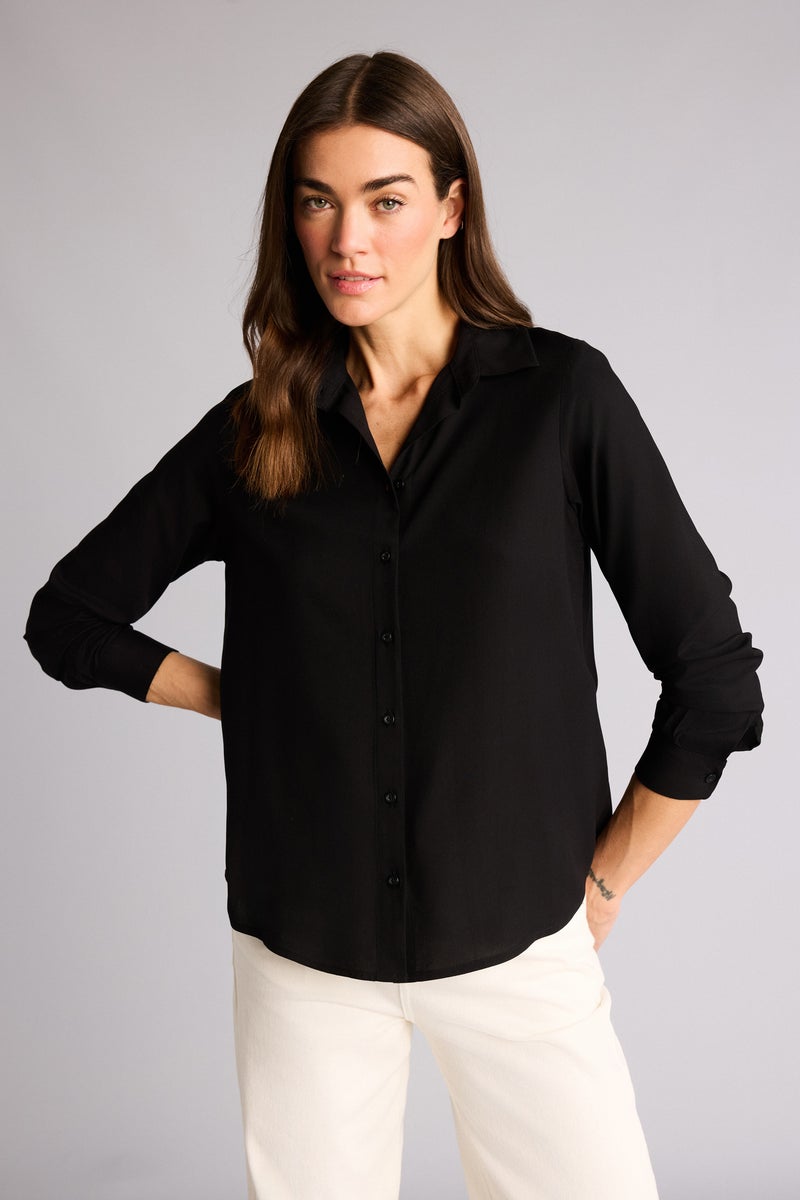 DeFacto Black Woman Oversize Fit Shirt Collar Long Sleeve Shirt Casual - Image 3