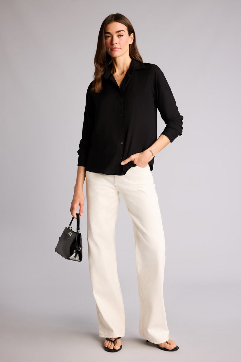 DeFacto Black Woman Oversize Fit Shirt Collar Long Sleeve Shirt Casual - Image 2