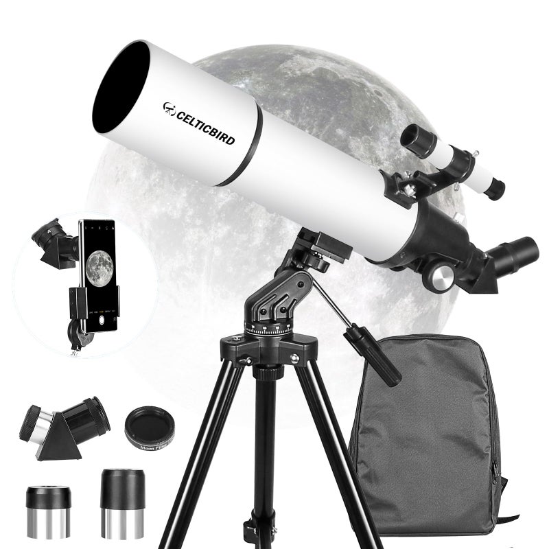 Celticbird Celticbird Telescope with 80 mm aperture and 600 mm aperture for adults, astronomy beginners astronomical portable refraction telescope, fully multi-coated high transmission coatings  - Image 1