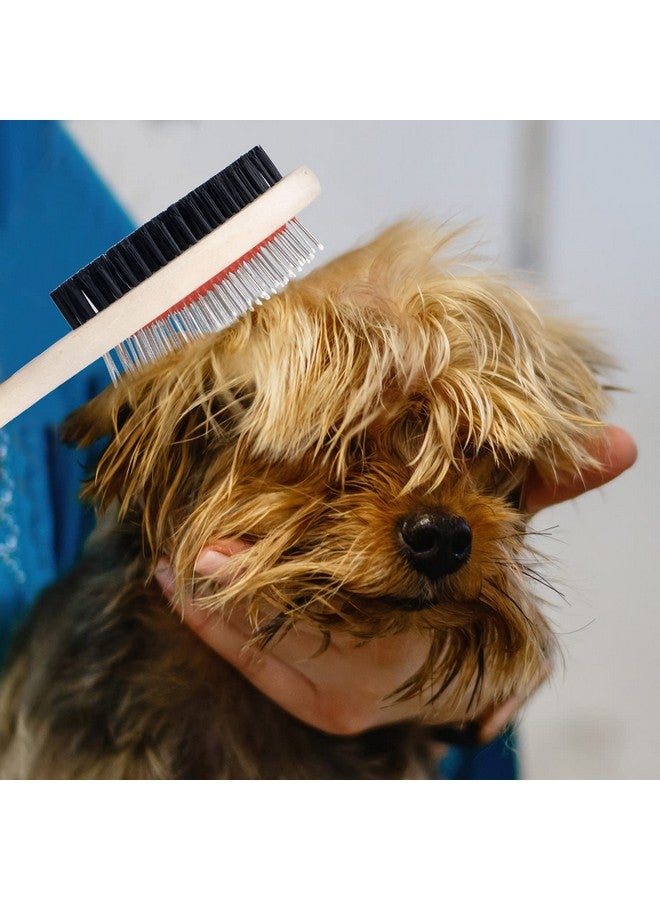 2 In 1 Wooden Dog Brush Double Sided | Pets Grooming Wooden Brush For Massaging Bathing And Hair Removal For Dogs & Cats - Colorfull - Image 3