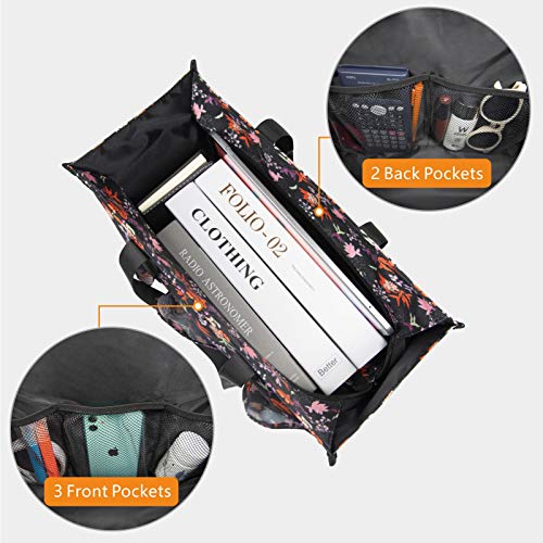 TOPDesign Utility Water Resistant Tote Bag with 13 Exterior & Interior Pockets, Top Zipper Closure & Thick Bottom Support, for Working Women, Teachers, Nurses, Accountants (Small Floral) - Image 4