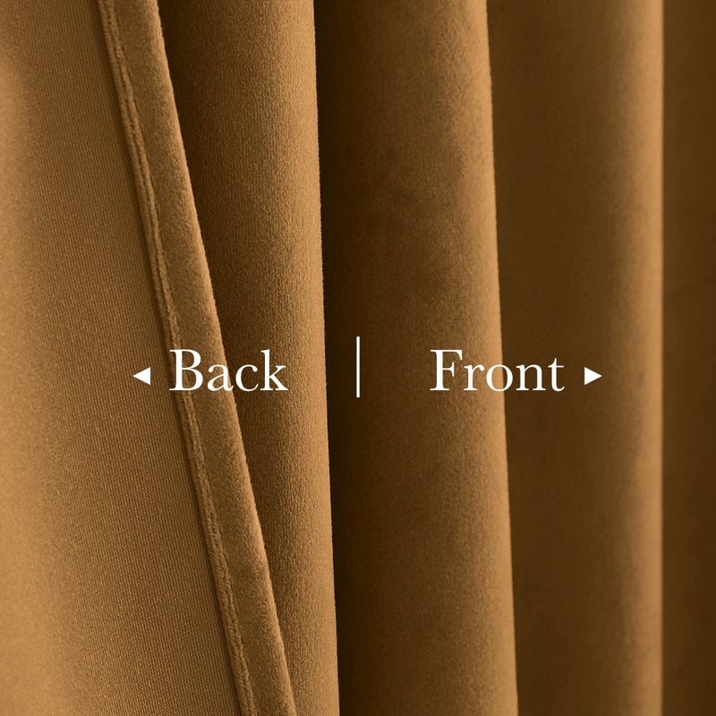 StangH Velvet Curtains 144 inches Long Luxury Gold Brown Blackout Thermal Insulated Tall Window Drapes Privacy Heavy Home Decor for Living Room/Hall, W52 x L144, 2 Panels - Image 5