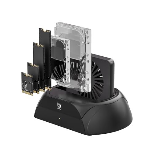 xiaobi Hard Drive Docking Station, Pcie NVMe Adapter with Cooling Fan Superior Cooling Efficiency, External Hard Drive Reader Compatible with M.2 NVMe/SATA SSD & 2.5" and 3.5" SATA HDD SSD - Image 1