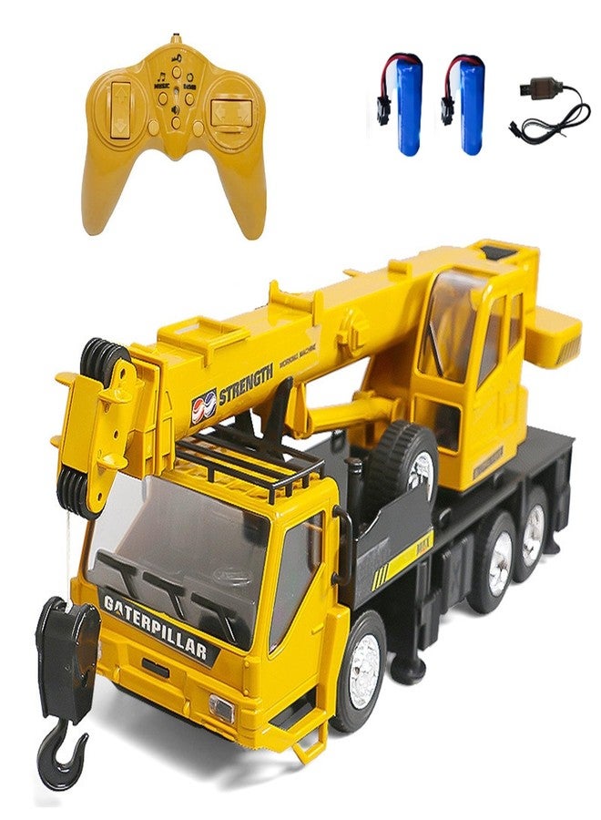 WEECOC RC Crane Construction Tractor Remote Control Large Crane Truck wiht Light and Sound Rechargeable Electronics Hobby Toys for Kids Boys Child (Yellow) - Image 1