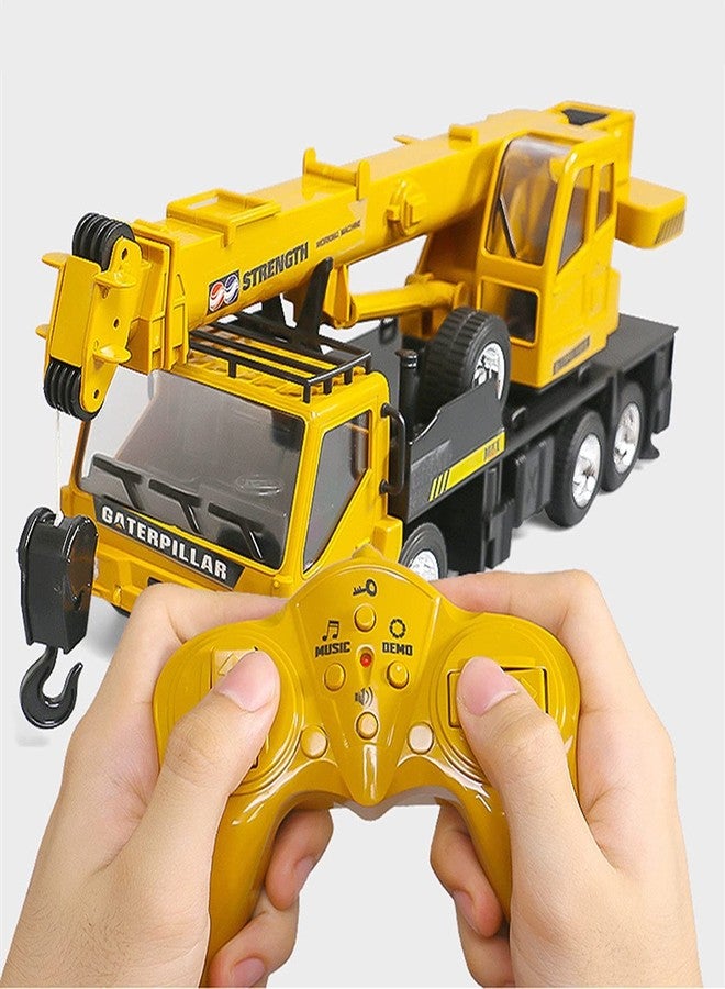 WEECOC RC Crane Construction Tractor Remote Control Large Crane Truck wiht Light and Sound Rechargeable Electronics Hobby Toys for Kids Boys Child (Yellow) - Image 2