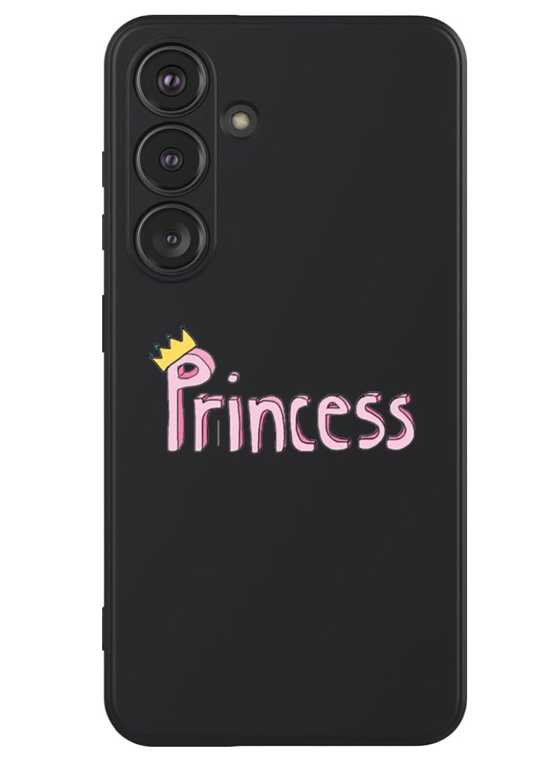 Theodor Protective Slim Fit Case Liquid Silicone Cover with Full Body Protection Anti-Scratch Shockproof Case For Samsung Galaxy S24 (Black) - Princess - Image 1
