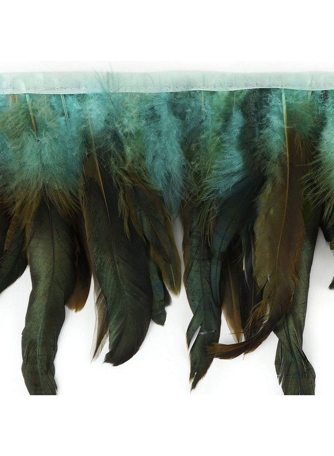 ZUCKER Rooster Schlappens Feather Fringe Trim1 Yd Half Bronze Aqua Sewing Craft Supplies - Image 4