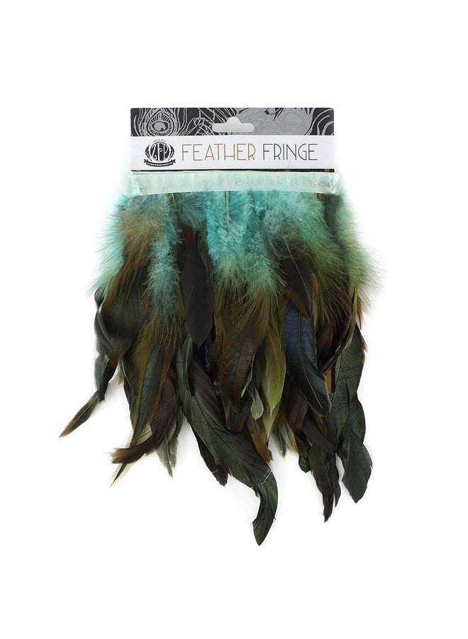ZUCKER Rooster Schlappens Feather Fringe Trim1 Yd Half Bronze Aqua Sewing Craft Supplies - Image 1