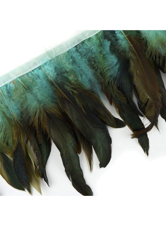 ZUCKER Rooster Schlappens Feather Fringe Trim1 Yd Half Bronze Aqua Sewing Craft Supplies - Image 3