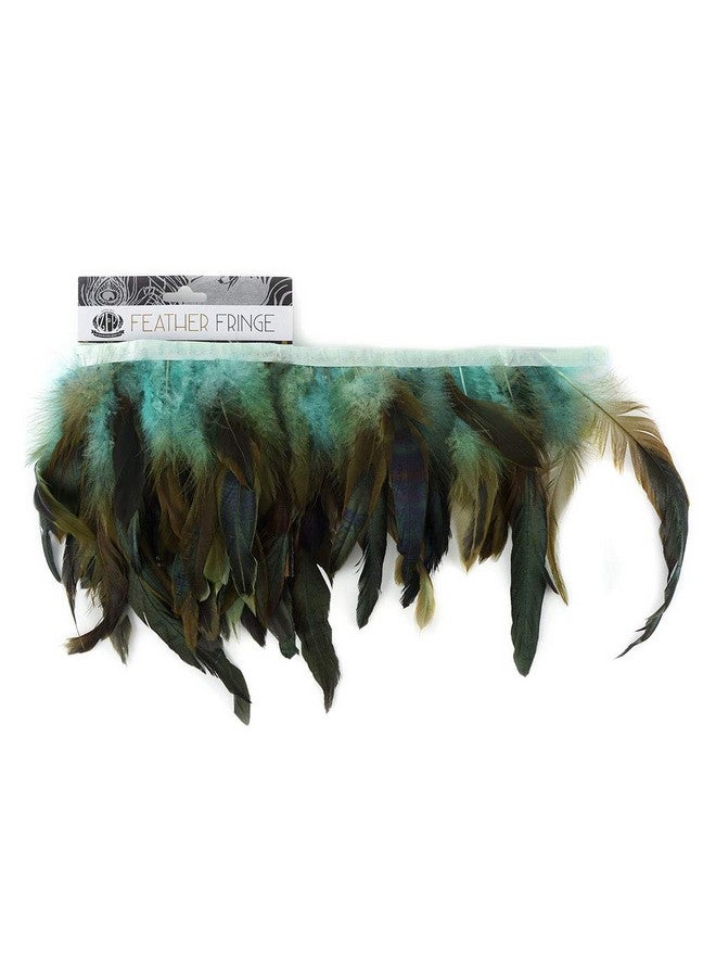 ZUCKER Rooster Schlappens Feather Fringe Trim1 Yd Half Bronze Aqua Sewing Craft Supplies - Image 2