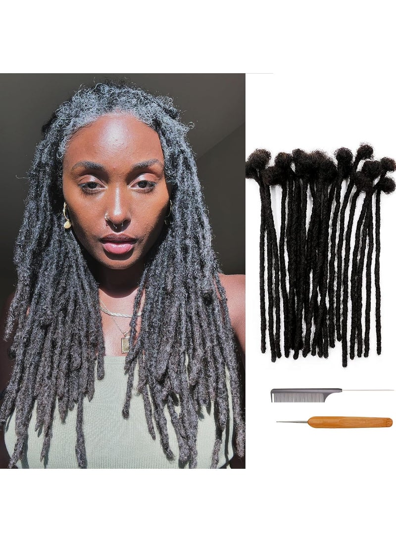 Coriario - 12 inch Dreadlock Extensions Human Hair 70 Strands 04 cm Permanent Loc Extensions Human Hair Natural Black Soft Dreads Extensions Human Hair for Men Women - Image 1