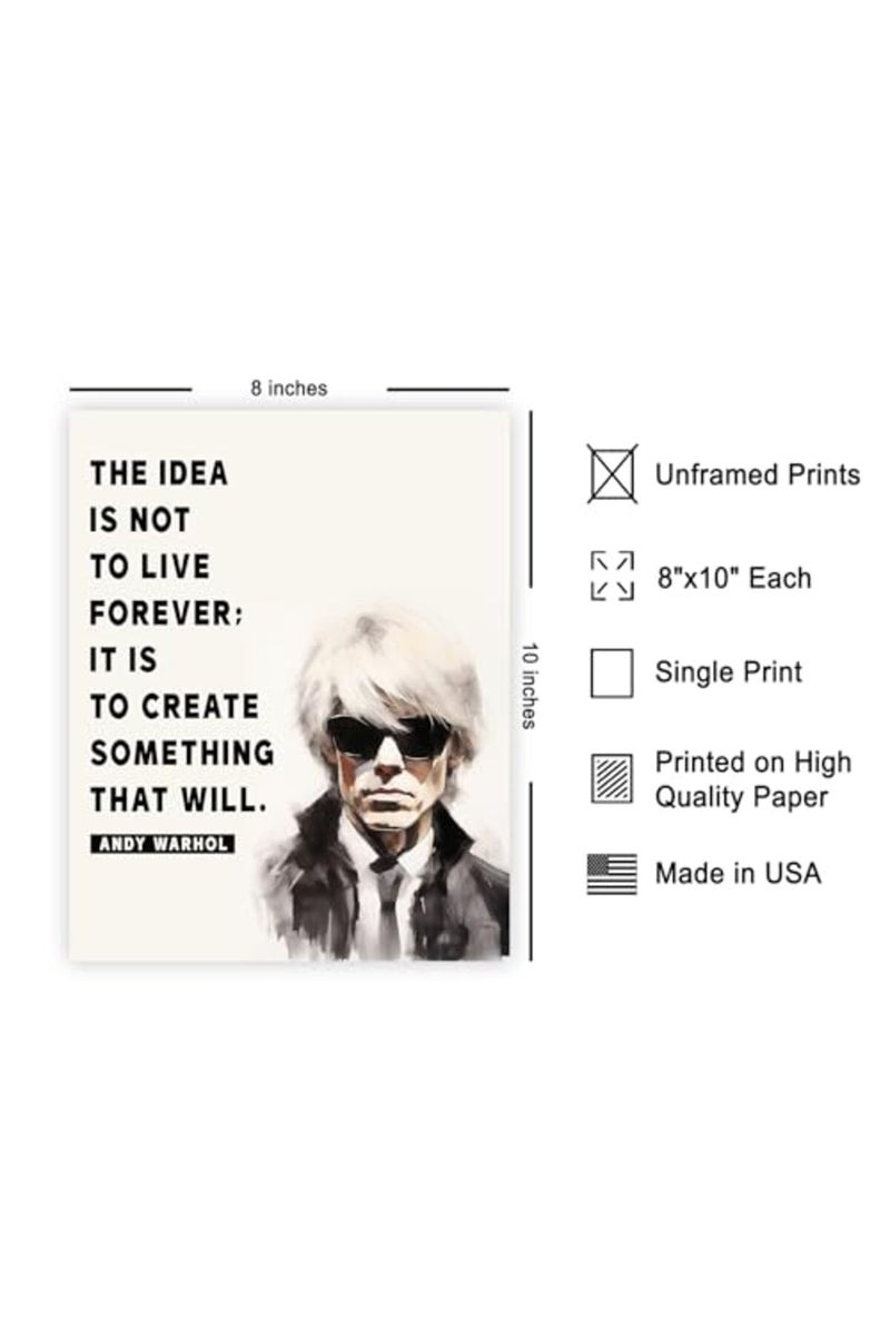 Poster Master Create Something That Will Live Forever Poster - Andy Warhol Print - Motivational Quotes Art - Gift for Men & Women - Inspiring Decor for Living Room or Office - 8x10 UNFRAMED Wall Art - Image 3