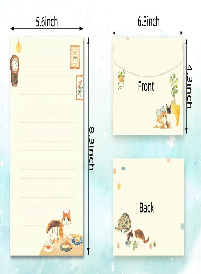 TEETOOKEA 72 Pieces Cute Cat Writing Paper and Envelopes, 8.3x5.6 Inch Stationery Set, 48 Lined Sheets & 24 Envelopes, Kitty Design for Letters, Invitations, Gifts, Holidays, Party Notes - Image 2