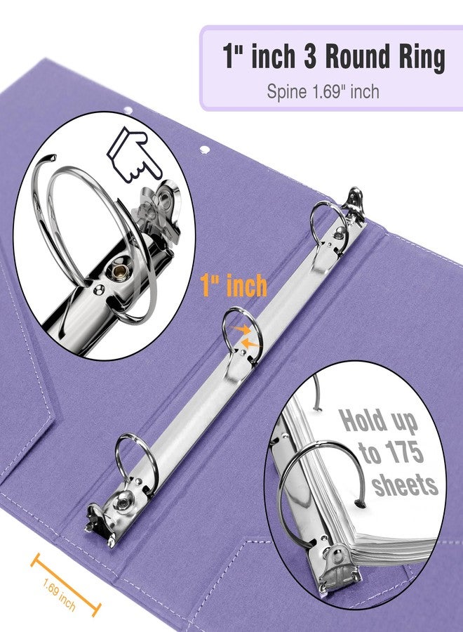 Ospelelf 1 Inch 3 Ring Binder with Zipper Pouch, 5 Plastic Binder Dividers with 10 Pockets, Linen Hardcover Clipboards with Storage for Letter Size (8.5" x 11"), Purple School Binder - Image 3