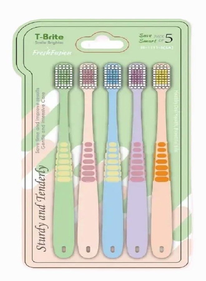 BlackZone Soft Toothbrush Set, Ultra-Soft Bristles Wide Brush Head, Deep Gentle Cleaning for Sensitive Gums, Budget-Friendly Family Toothbrush Pack (T-Brite x FreshFusion Pack of 5). - Image 1