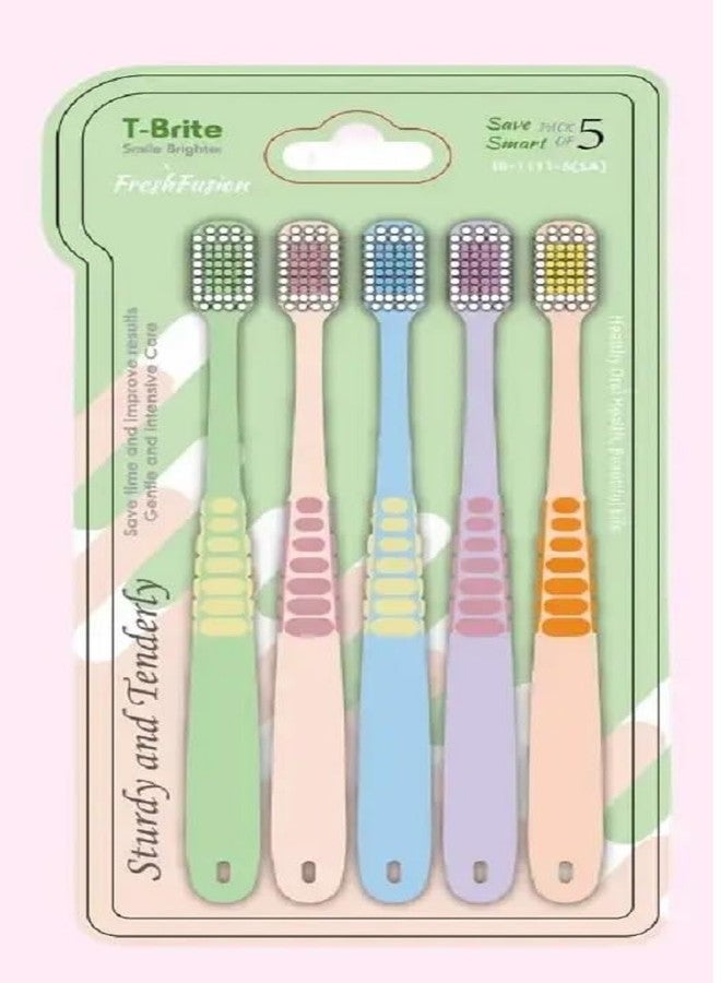 BlackZone Soft Toothbrush Set, Ultra-Soft Bristles Wide Brush Head, Deep Gentle Cleaning for Sensitive Gums, Budget-Friendly Family Toothbrush Pack (T-Brite x FreshFusion Pack of 5). - Image 2